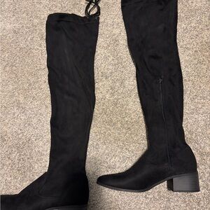 JustFab Black Over-the-Knee Block Heel Boots